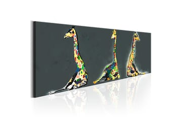 Tavla Colourful Giraffes 135x45 - Interiør - Maleri & posters - Lerretsbilder