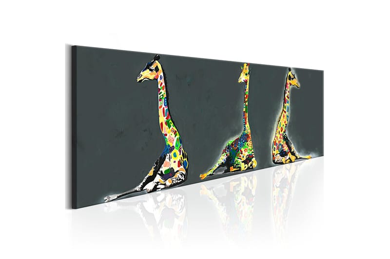 Tavla Colourful Giraffes 135x45 - Interiør - Maleri & posters - Lerretsbilder