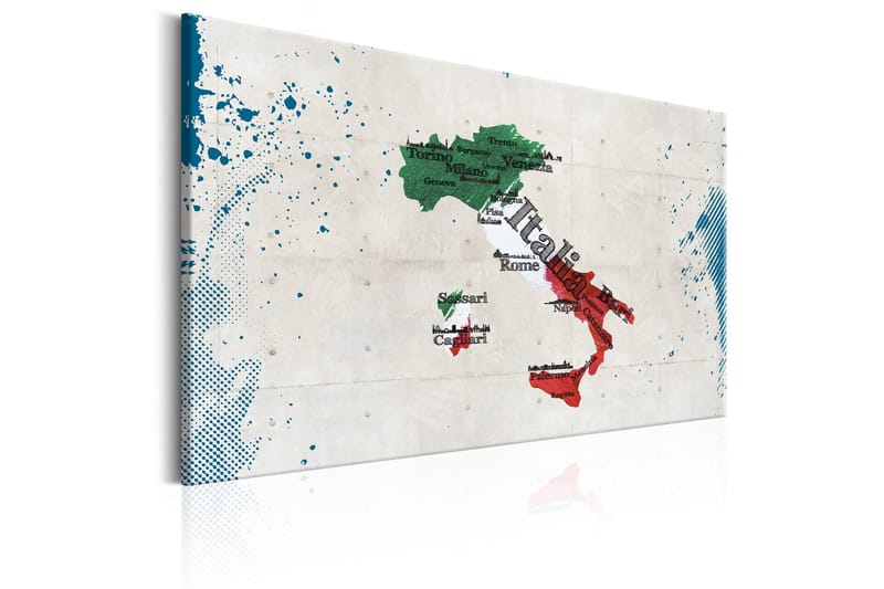 Tavla Map: Italy 120x80 - Interiør - Maleri & posters - Lerretsbilder