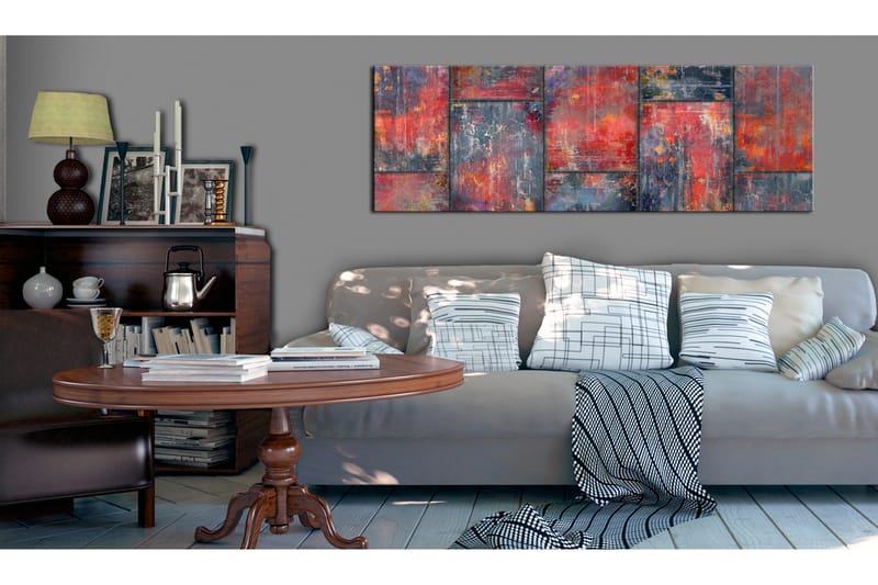 Tavla Metal Mosaic Red VALUE_MISSING_3 135x45 - Interiør - Maleri & posters - Lerretsbilder