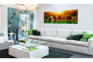 Tavla Nature: Magnificent Waterfall 120x40 - Interiør - Maleri & posters - Lerretsbilder