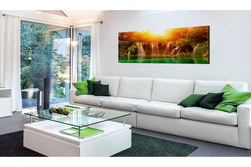 Tavla Nature: Magnificent Waterfall 135x45 - Interiør - Maleri & posters - Lerretsbilder