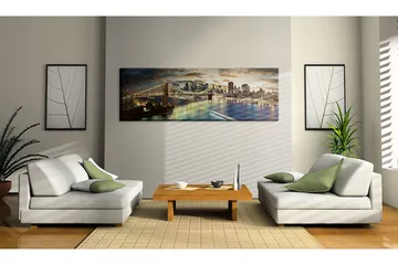 Tavla The East River At Night 135x45 cm - Interiør - Maleri & posters - Lerretsbilder
