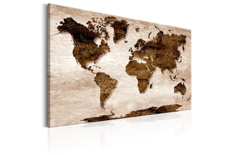 Tavla World Map: 60x40 Brown - Interiør - Maleri & posters - Lerretsbilder