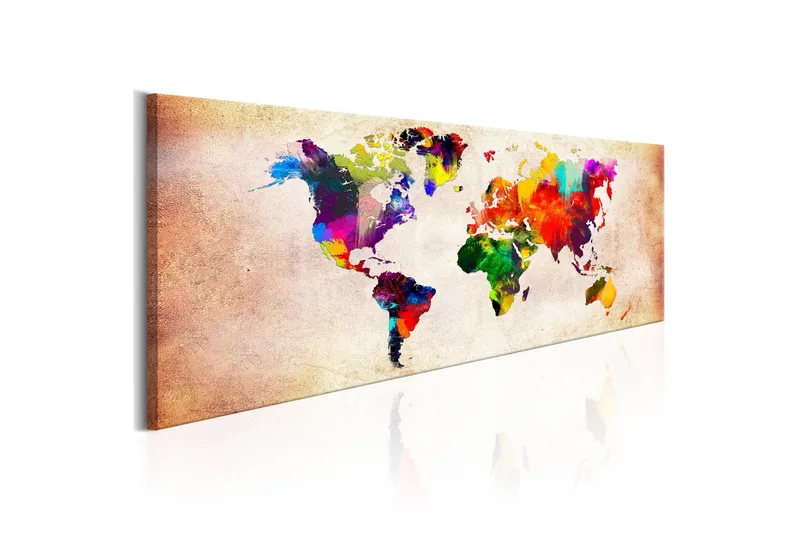 Tavla World Map: Colourful Ramble 135x45