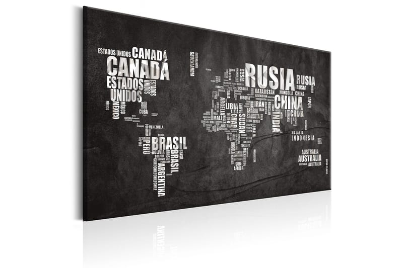 Tavla World Map: Mundo Negro 60x40 - Interiør - Maleri & posters - Lerretsbilder