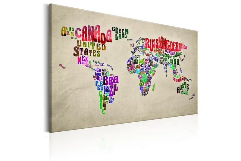 Tavla World Map: Tour (EN) 60x40 - Interiør - Maleri & posters - Lerretsbilder