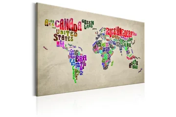 Tavla World Map: Tour (EN) 90x60 - Interiør - Maleri & posters - Lerretsbilder