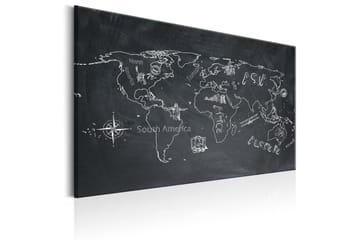 Tavla World Map: Travel broadens the Mind 120x80 - Interiør - Maleri & posters - Lerretsbilder