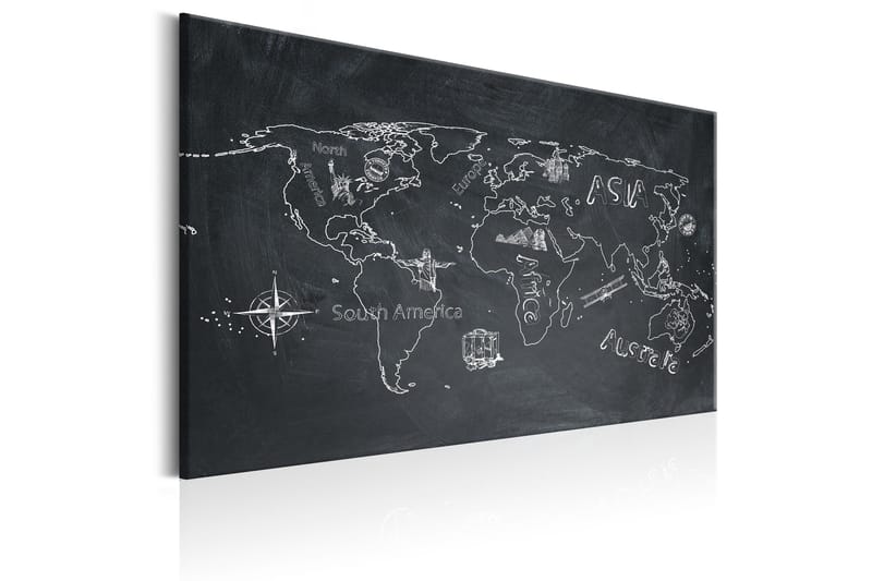 Tavla World Map: Travel broadens the Mind 60x40 - Interiør - Maleri & posters - Lerretsbilder