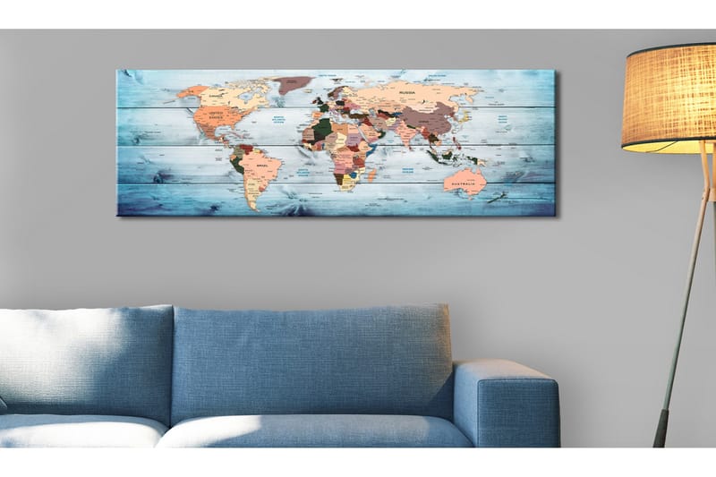 Tavla World Maps Sapphire Travels VALUE_MISSING_3 120x40 - Interiør - Maleri & posters - Lerretsbilder