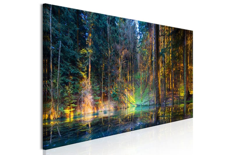 Tavla Pond in the Forest (1 Part) Narrow 135x45 - Interiør - Maleri & posters - Lerretsbilder