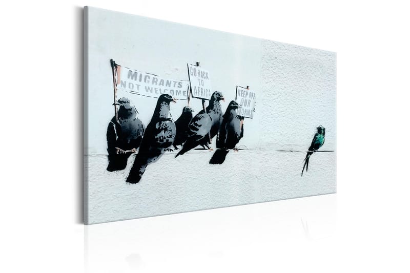 Tavla Protesting Birds by Banksy 90x60 - Interiør - Maleri & posters - Lerretsbilder