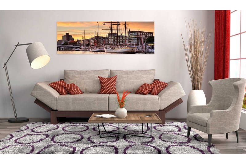 Tavla Port In Hamburg VALUE_MISSING_3 150x50 - Interiør - Maleri & posters - Lerretsbilder