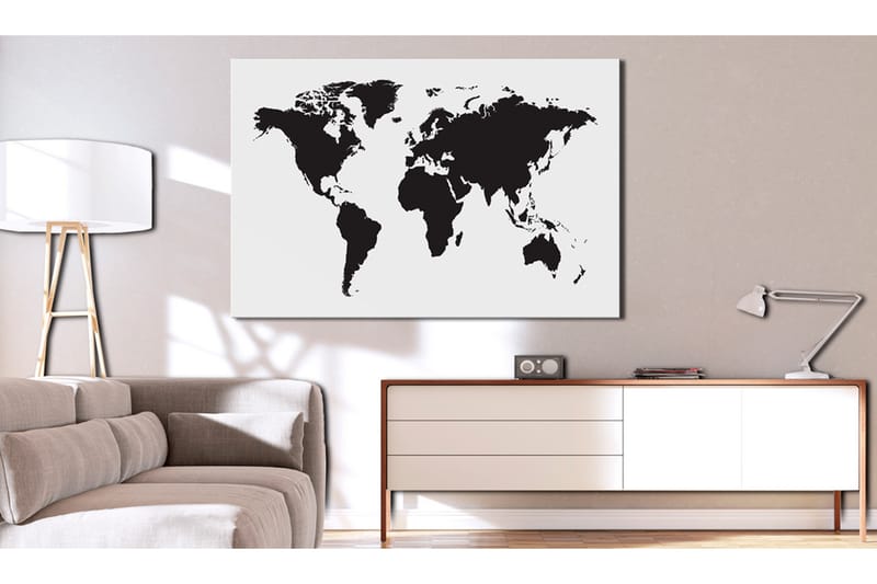 Tavle World Map: Black & White Elegance 90X60 - Artgeist sp. z o. o. - Lerretsbilder