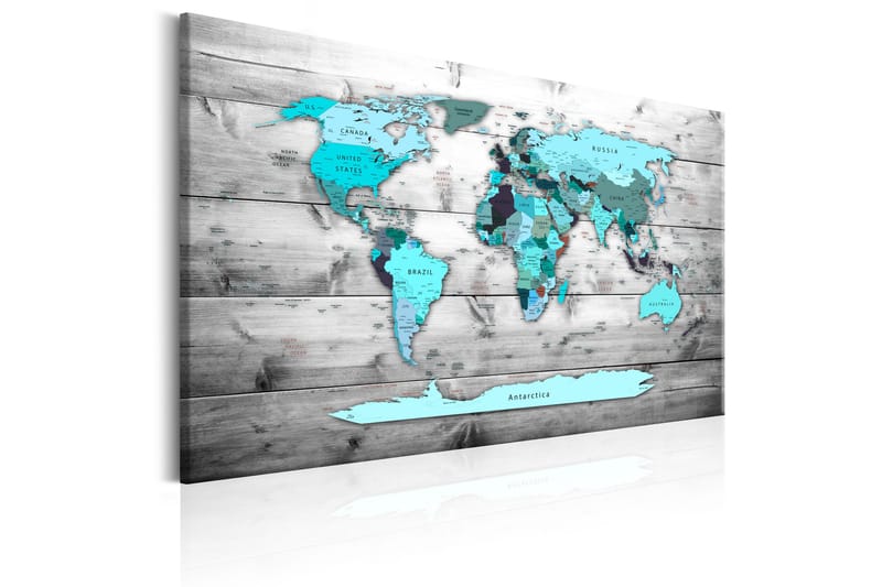 Tavle World Map: Blue World 120X80 - Artgeist sp. z o. o. - Lerretsbilder