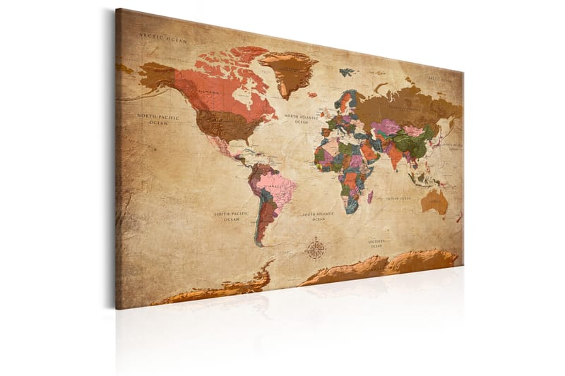 Tavle World Map: Brown Elegance 90X60 - Artgeist sp. z o. o. - Lerretsbilder Tavle World Map: Brown Elegance 90X60 - Artgeist sp. z o. o. - Lerretsbilder