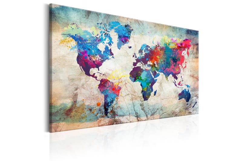 Tavle World Map: Colourful Madness 120X80 - Artgeist sp. z o. o. - Lerretsbilder