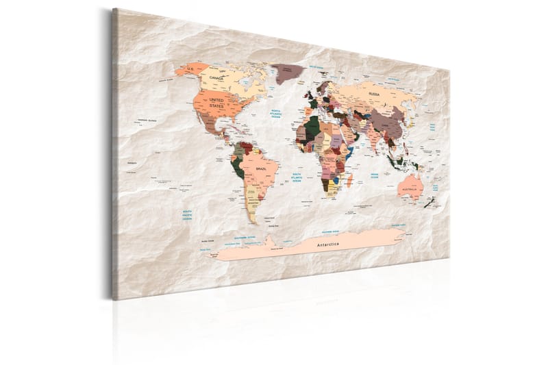 Tavle World Map: Stony Oceans 60X40 - Artgeist sp. z o. o. - Lerretsbilder