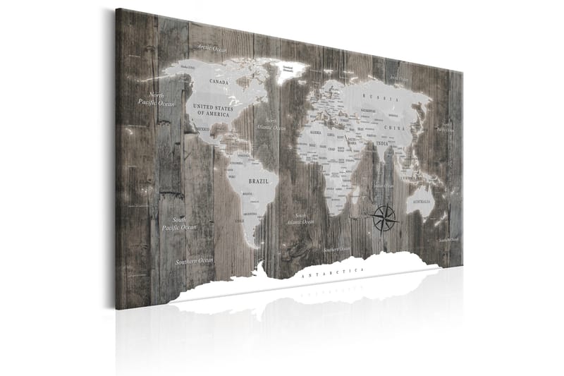 Tavle World Map: Wooden World 120X80 - Artgeist sp. z o. o. - Lerretsbilder