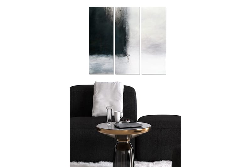 Trelerret 3-delt 50x70 cm - Abstrakt komposisjon med mørke og lyse nyanser, Mørkegrå / Hvit