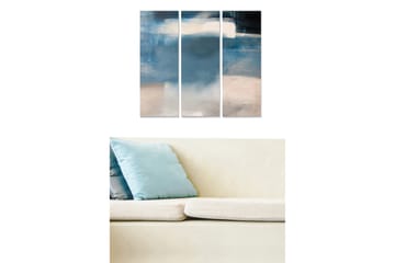 Trelerret 3-delt 50x70 cm - Abstrakt komposisjon med myke blå og beige nyanser - Blå / Beige - Interiør - Maleri & posters - Lerretsbilder