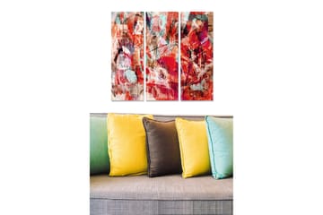 Trelerret 3-delt 50x70 cm - Abstrakt komposisjon med røde og blå nyanser - Rød / Turkis - Interiør - Maleri & posters - Lerretsbilder