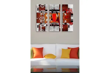 Trelerret 3-delt 50x70 cm - Abstrakt komposisjon med svarte og røde former - Rød / Svart / Hvit - Interiør - Maleri & posters - Lerretsbilder