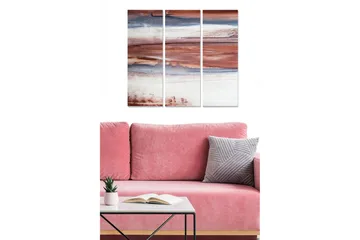 Trelerret 3-delt 50x70 cm - Abstrakt landskap med jordfarger - Terrakotta / Blå / Hvit - Interiør - Maleri & posters - Lerretsbilder