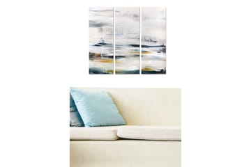 Trelerret 3-delt 50x70 cm - Abstrakt landskap med myke fargeoverganger - Grå / Hvit / Blå - Interiør - Maleri & posters - Lerretsbilder