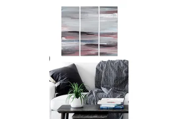 Trelerret 3-delt 50x70 cm - Abstrakt landskap med myke fargeoverganger - Grå / Rosa / Blå - Interiør - Maleri & posters - Lerretsbilder