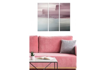 Trelerret 3-delt 50x70 cm - Abstrakt landskap med myke fargeoverganger - Lys lilla / Blå / Grå - Interiør - Maleri & posters - Lerretsbilder