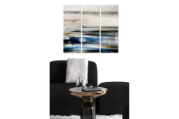 Trelerret 3-delt 50x70 cm - Abstrakt landskap med myke fargeoverganger - Mørk blå / Beige / Grønn - Interiør - Maleri & posters - Lerretsbilder