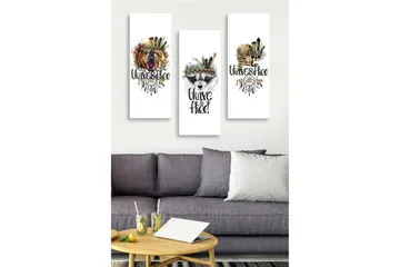 Trelerret 3-delt 50x70 cm - Dyreportrett med en følelse av frihet og mot - Brun / Svart / Grønn - Interiør - Maleri & posters - Lerretsbilder