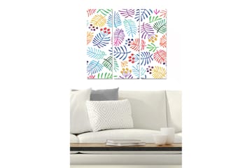 Trelerret 3-delt 50x70 cm - Fargerik komposisjon av blader og bær - Grønn / Rød / Lilla - Interiør - Maleri & posters - Lerretsbilder