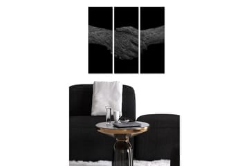Trelerret 3-delt 50x70 cm - Håndavtrykk som symboliserer samarbeid og enhet - Svart / Grå - Interiør - Maleri & posters - Lerretsbilder