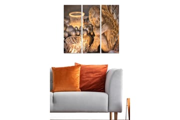 Trelerret 3-delt 50x70 cm - Skulptur av en engel i myke toner - Gull / Brun / Grå - Interiør - Maleri & posters - Lerretsbilder