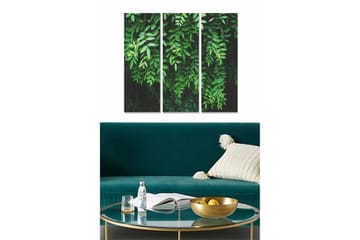 Trelerretsbilde 3-delt 50x70 cm - Frodig løvverk i en harmonisk komposisjon - Mørkegrønn / Lysegrønn - Interiør - Maleri & posters - Lerretsbilder