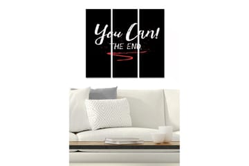 Trelerretsbilde 3-delt 50x70 cm - Inspirerende sitat med oppfordring og avslutning - Svart / Hvit / Rød - Interiør - Maleri & posters - Lerretsbilder