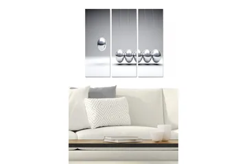 Trelerretsbilde 3-delt 50x70 cm - Reflekterende baller i minimalistisk komposisjon - Sølv / Grå - Interiør - Maleri & posters - Lerretsbilder