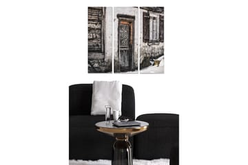 Trelerretsbilde 3-delt 50x70 cm - Slitt dør med rustikk sjarm - Grå / Brun / Hvit - Interiør - Maleri & posters - Lerretsbilder