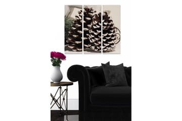 Trelerretsbilde 3-delt 50x70 cm - Store kongler med snødekte topper - Brun / Hvit / Grønn - Interiør - Maleri & posters - Lerretsbilder