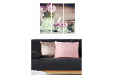 Trelerretsbilde 3-delt 50x70 cm - Vakker bukett med hyasinter i en dekorativ mugge - Lilla / Grønn / Hvit - Interiør - Maleri & posters - Lerretsbilder