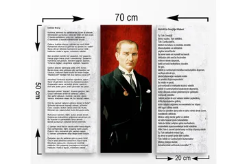 Trelerretsbilde 3-delt 50x70 cm - Portrett av en mann i dress med medalje på brystet - Rød / Svart / Hvit - Interiør - Maleri & posters - Lerretsbilder