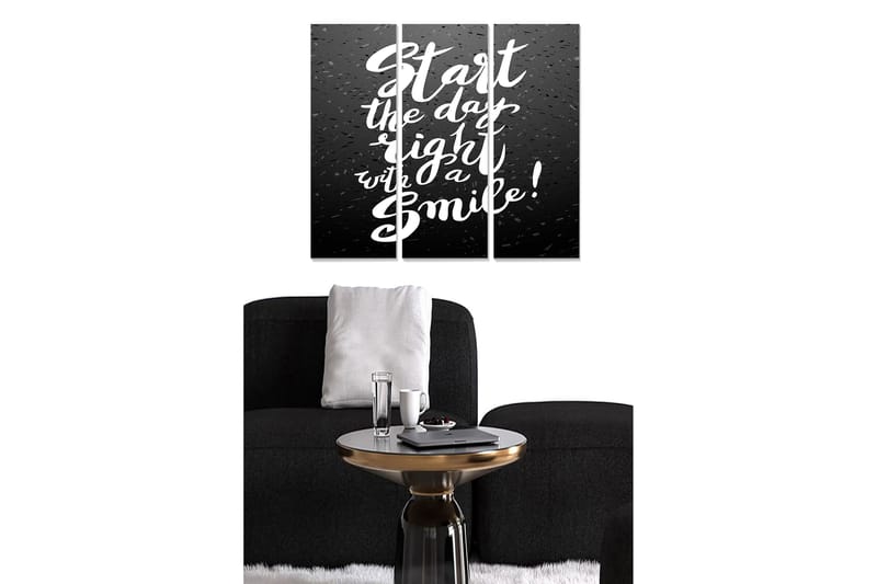 Trelerretsbilde i tre, 3-delt, 50x70 cm - Inspirerende sitat med oppmuntrende budskap, Svart / Hvit