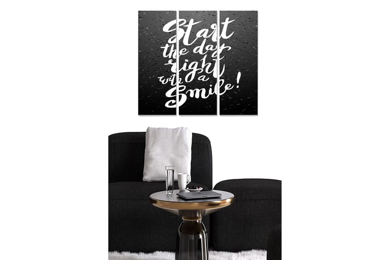 Trelerretsbilde i tre, 3-delt, 50x70 cm - Inspirerende sitat med oppmuntrende budskap, Svart / Hvit