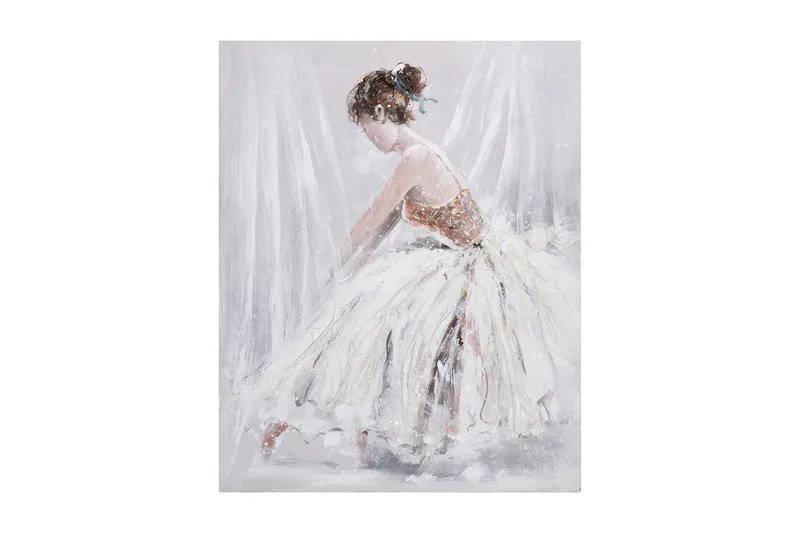 Oljemaleri 80x100 cm dame i hvit