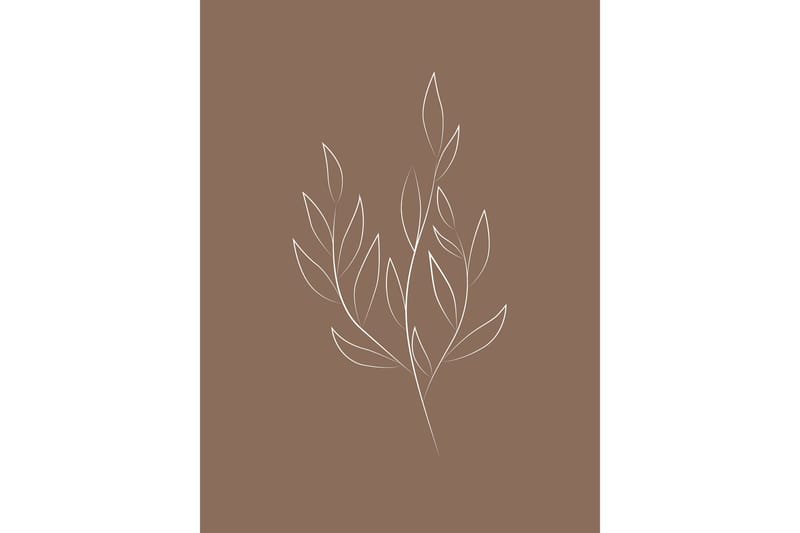 Poster Drawed leaf 30x40 cm - Brun - Posters