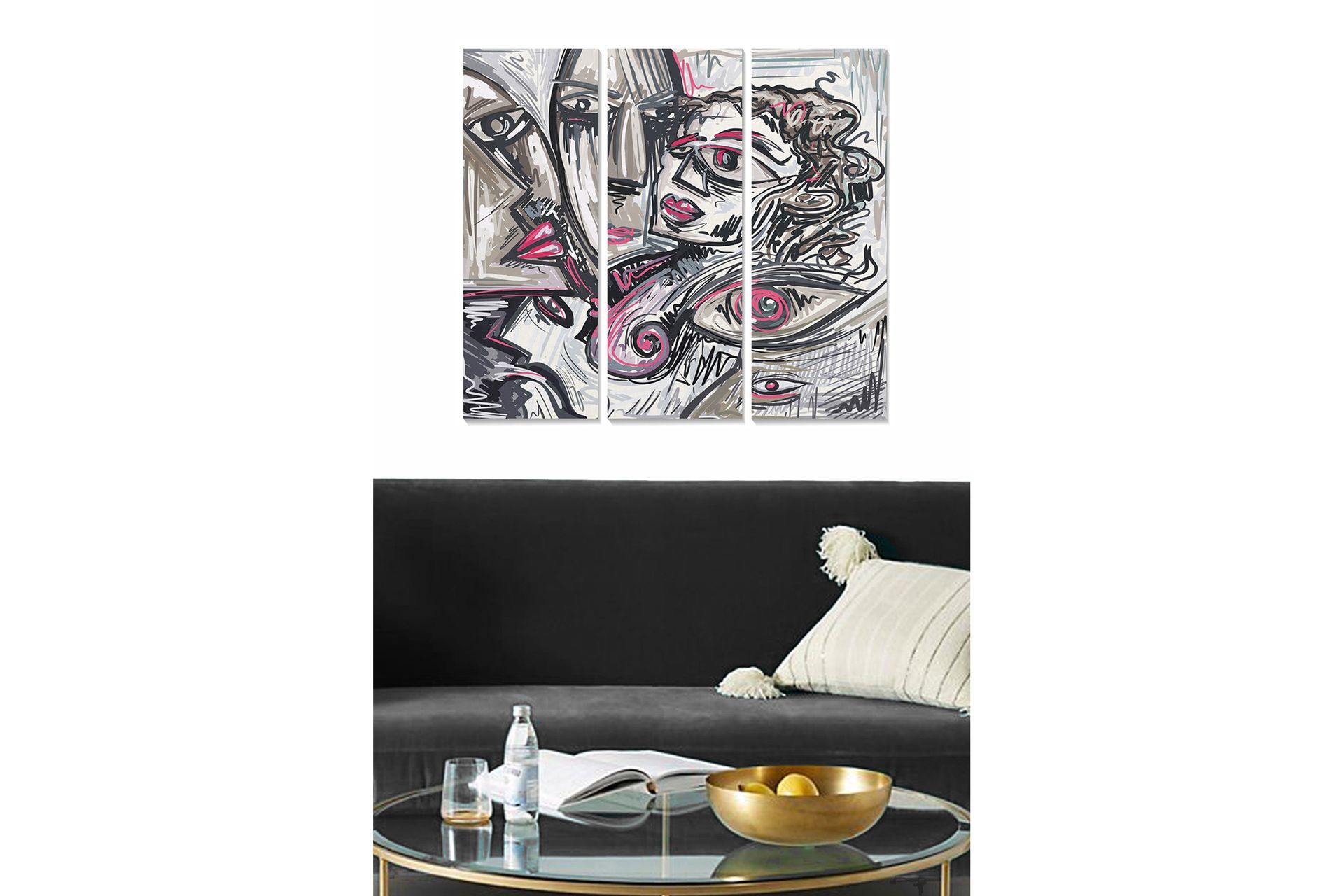 Canvasbilde Abstract 3-pk Flerfarget - 22x05 cm - Interiør - Maleri & posters - Posters