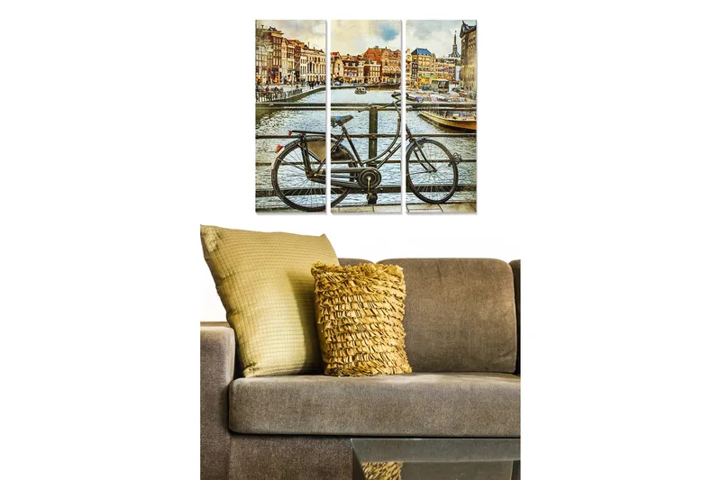 Canvasbilde City 3-pk flerfarget, 22x05 cm